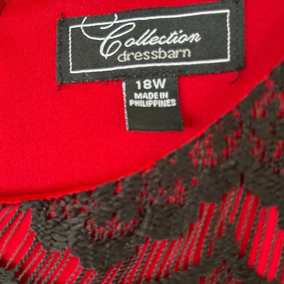 Red Barn Collection Women’s Plus Size Red and Black Lace Trim Dress   18W - Picture 3 of 7